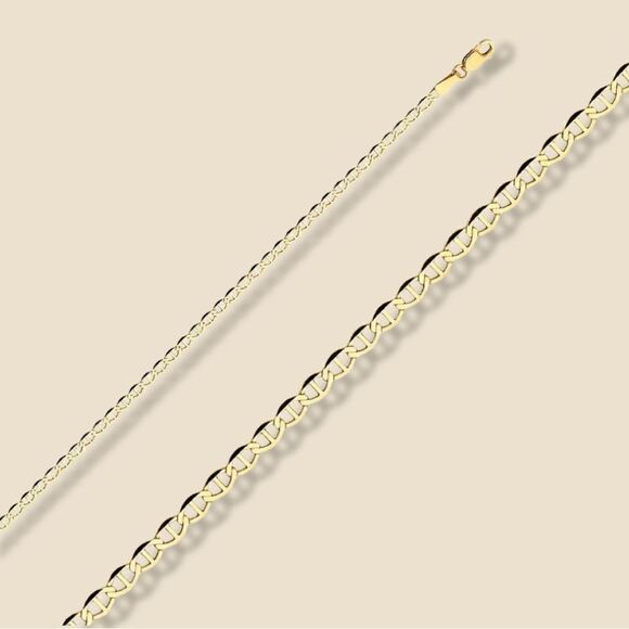 14k Solid Gold Mariner 2.7 mm Chain Necklace | Everyday Jewelry | Birthday Gift - Picture 1 of 1